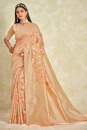 Pastel Beige Cotton Saree
