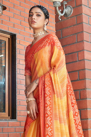 Marigold Yellow Brasso Saree