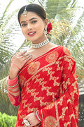 Scarlet Red Organza Saree Scarlet Red Organza Saree
