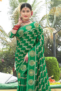 Emerald Green Organza Saree Emerald Green Organza Saree