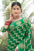 Emerald Green Organza Saree Emerald Green Organza Saree