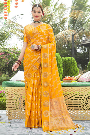 Sunflower Yellow Organza Saree