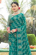 Teal Green Organza Saree Teal Green Organza Saree