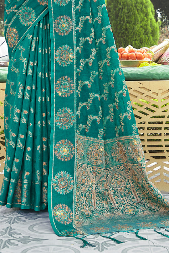 Teal Green Organza Saree Teal Green Organza Saree