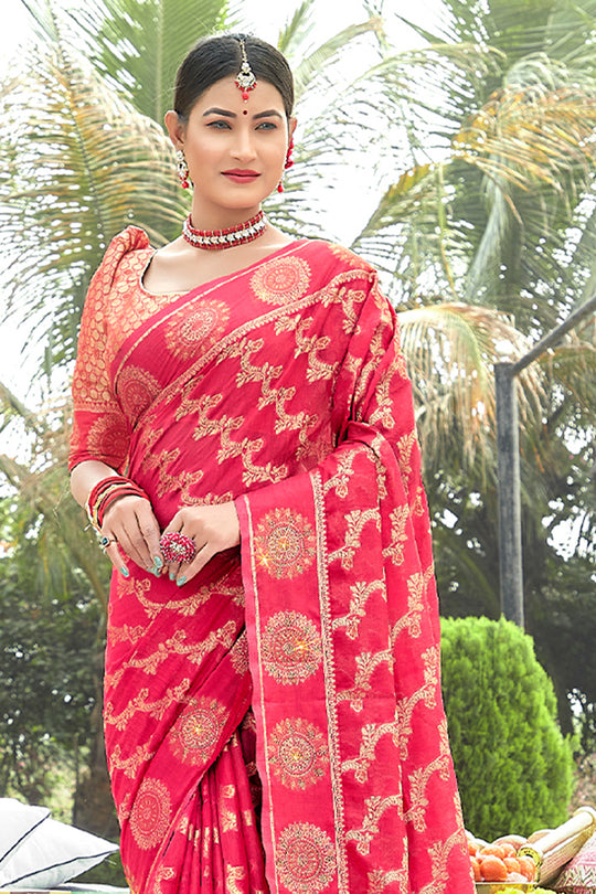 Taffy Red Organza Saree Taffy Red Organza Saree