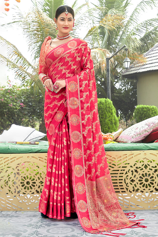 Taffy Red Organza Saree Taffy Red Organza Saree