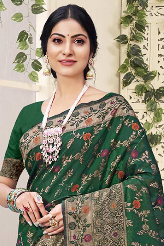 Dark Green Cotton Saree Dark Green Cotton Saree