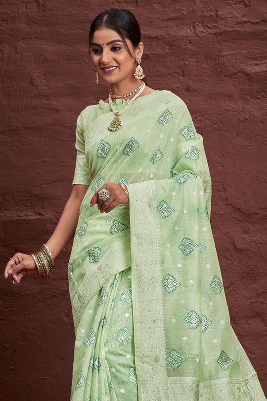 Pastel Green Cotton Saree Pastel Green Cotton Saree
