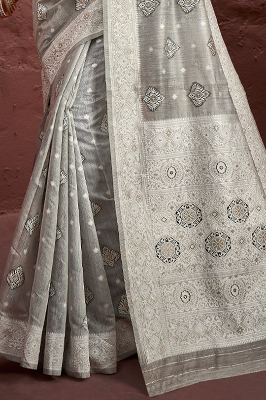 Coin Grey Cotton Saree Coin Grey Cotton Saree