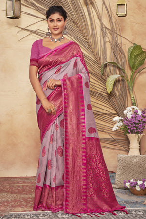 Bubble Pink Cotton saree