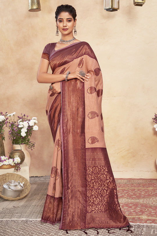 Umber Brown Cotton saree Cotton Saree