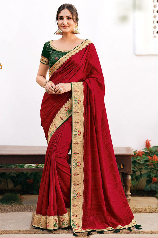 Apple Red South Silk Saree south silk saree