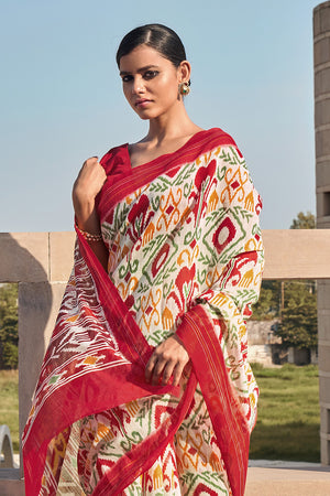 Multicolor Mulmul Cotton Saree