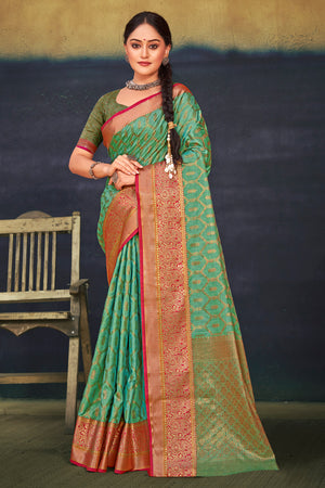 Rama Green Cotton Saree