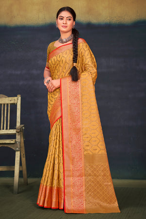 Mustard Yellow Cotton Saree