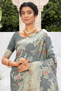 Coin Grey Cotton Silk Saree Coin Grey Cotton Silk Saree