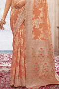 Coral Orange Cotton Silk Saree Cotton Silk Saree Design