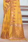 Canary Yellow Banarasi Silk Saree Silk Saree Design