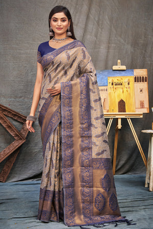 Spruce Blue Organza Saree