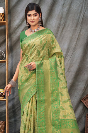 Cadmium Green Organza Saree