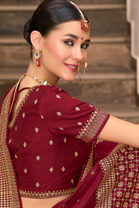 Garnet Maroon South Silk Sarees Silk Saree Blouse
