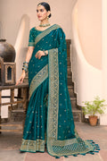 Teal Blue South Silk Sarees South Silk Saree