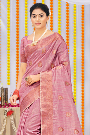 Flamingo Pink Organza Saree