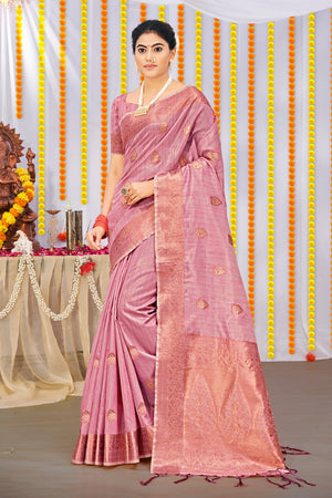 Flamingo Pink Organza Saree