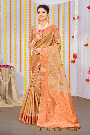 Buttermilk Beige Organza Saree