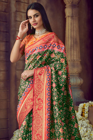Pine Green Patola Saree