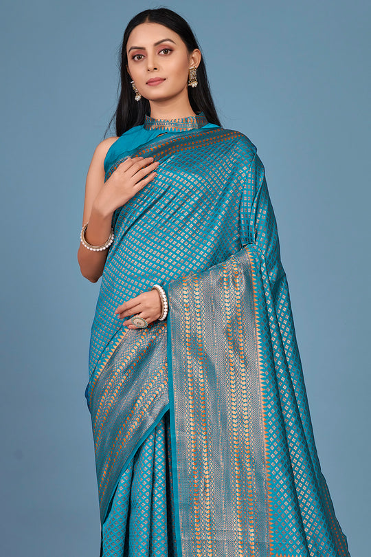 Cyan Blue Kanjivaram Saree Cyan Blue Kanjivaram Saree