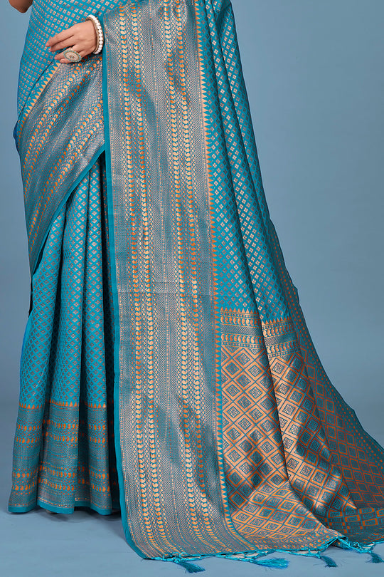 Cyan Blue Kanjivaram Saree Cyan Blue Kanjivaram Saree