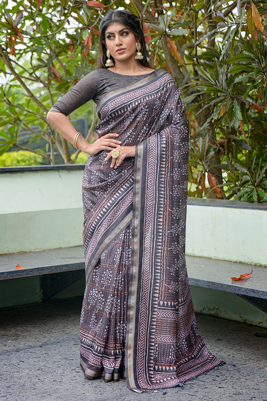 Coffee Brown Cotton Saree Coffee Brown Cotton Saree