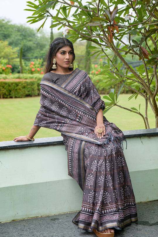 Coffee Brown Cotton Saree Coffee Brown Cotton Saree