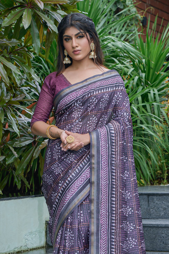 Magenta Wine Cotton Saree Magenta Wine Cotton Saree