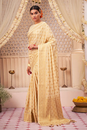 Off-White Georgette Saree