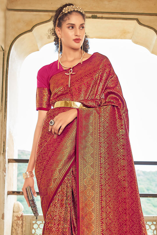 Ruby Pink Kanjivaram Saree Ruby Pink Kanjivaram Saree