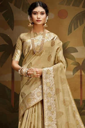 Sand Cream Banarasi Chanderi Saree