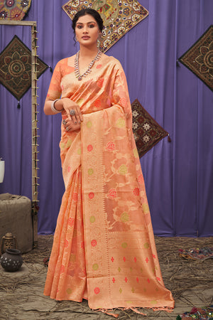 Creamsicle Orange Organza Saree