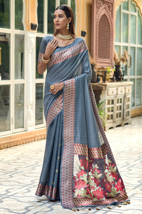 Pewter Grey Cotton Saree Pewter Grey Cotton Saree