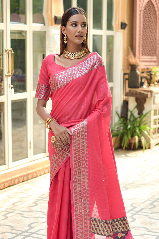 Taffy Pink Cotton Saree Taffy Pink Cotton Saree