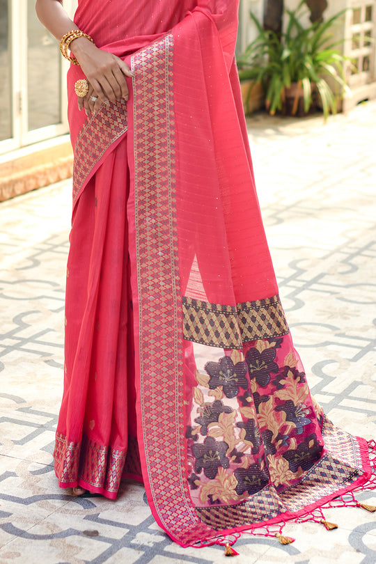 Taffy Pink Cotton Saree Taffy Pink Cotton Saree