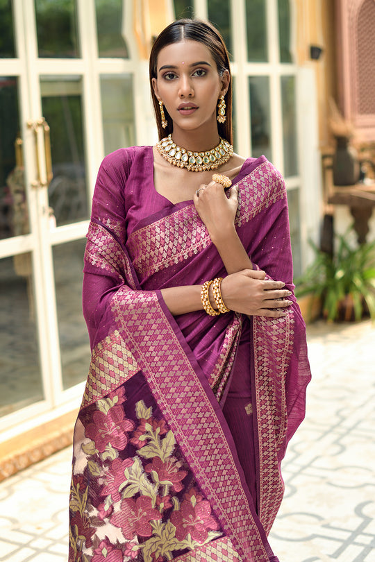 Mulberry Wine Cotton Saree Mulberry Wine Cotton Saree