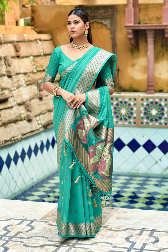 Mint Green Cotton Silk Saree Mint Green Cotton Silk Saree