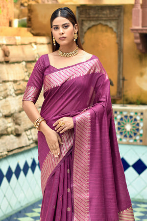 Mulberry Wine Cotton Silk Saree
