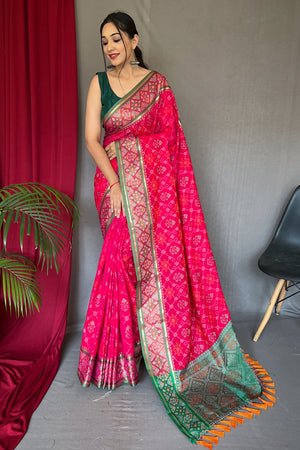 Hot Pink Patola Saree