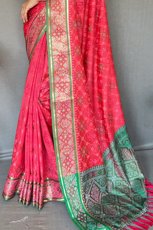 Punch Pink Patola Saree Patola Saree Design