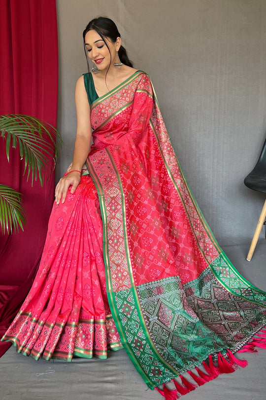 Punch Pink Patola Saree Pink Patola Saree