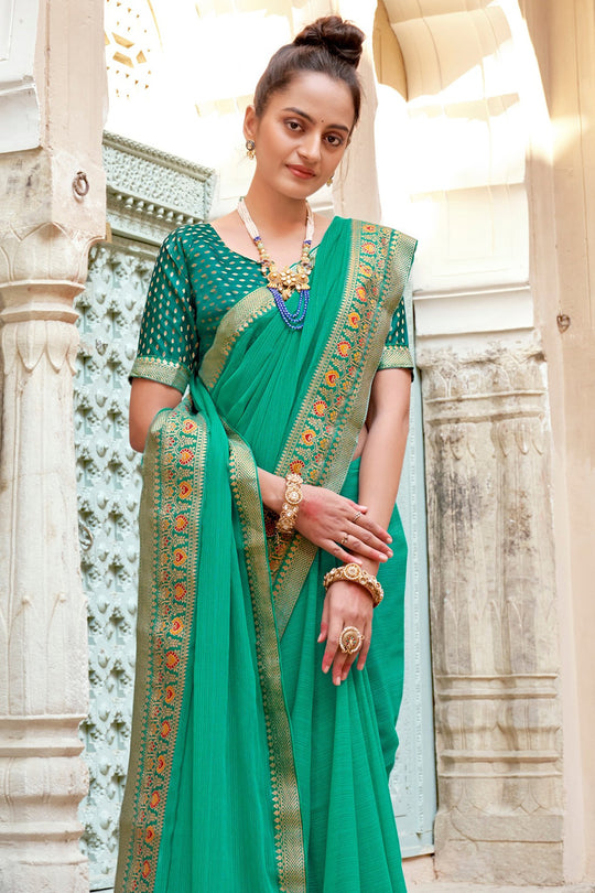Seafoam Green Georgette Saree Seafoam Green Georgette Saree