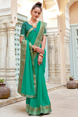 Seafoam Green Georgette Saree